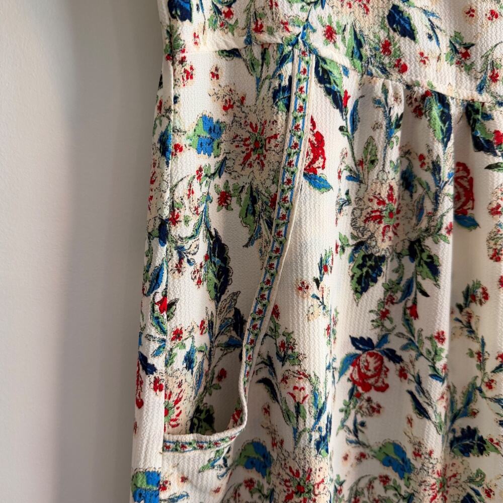 Max Studio Floral Maxi Dress Faux Wrap Women's Medium Balloon Sleeve Boho V-Neck - Picture 4 of 10